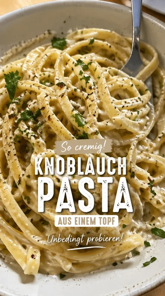 Cremige Knoblauch-Pasta aus einem Topf, einfach und lecker zubereitet