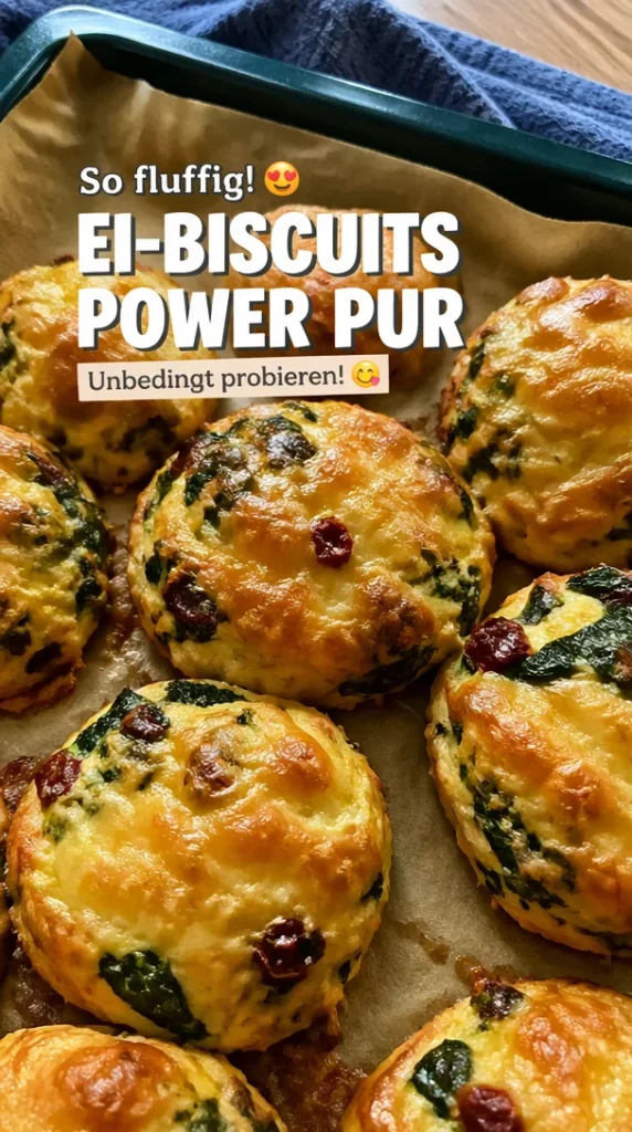 Ei-Biscuits mit hohem Eiweißgehalt auf einem Teller serviert.