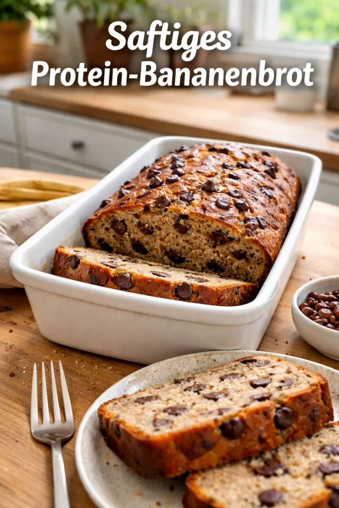 Hochprotein-Bananenbrot mit griechischem Joghurt und Schokoladenschicht