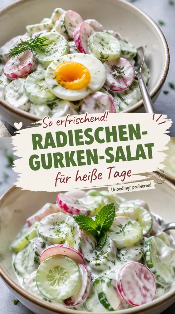 Frischer Radieschen-Gurken-Joghurt-Salat für heiße Sommertage