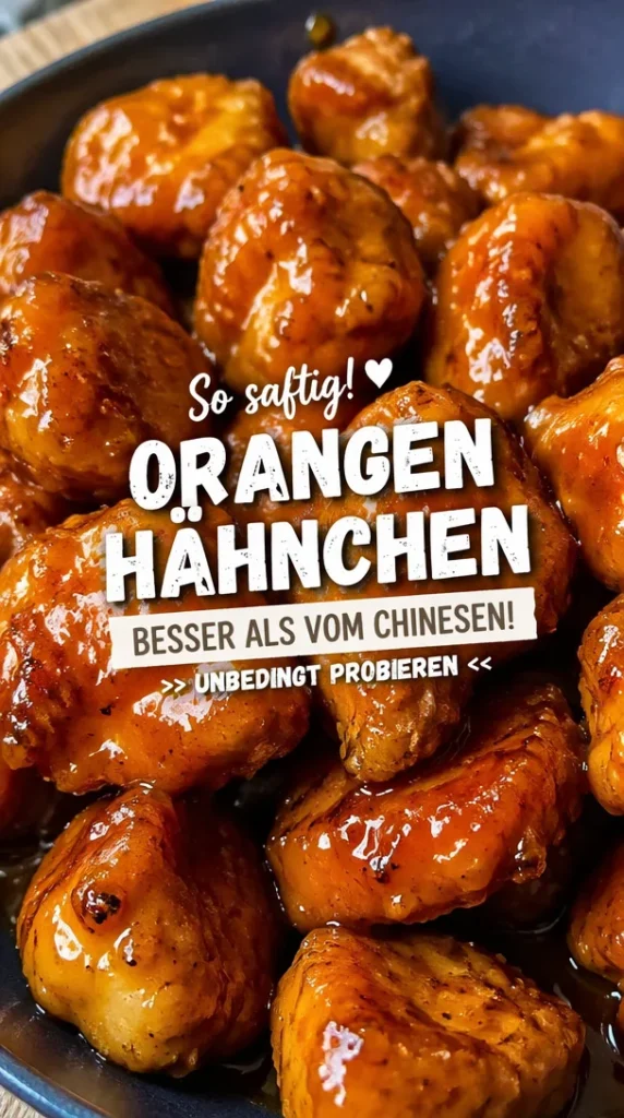 Leckeres gebackenes Orang Hähnchen mit fruchtiger Sauce und Beilagen