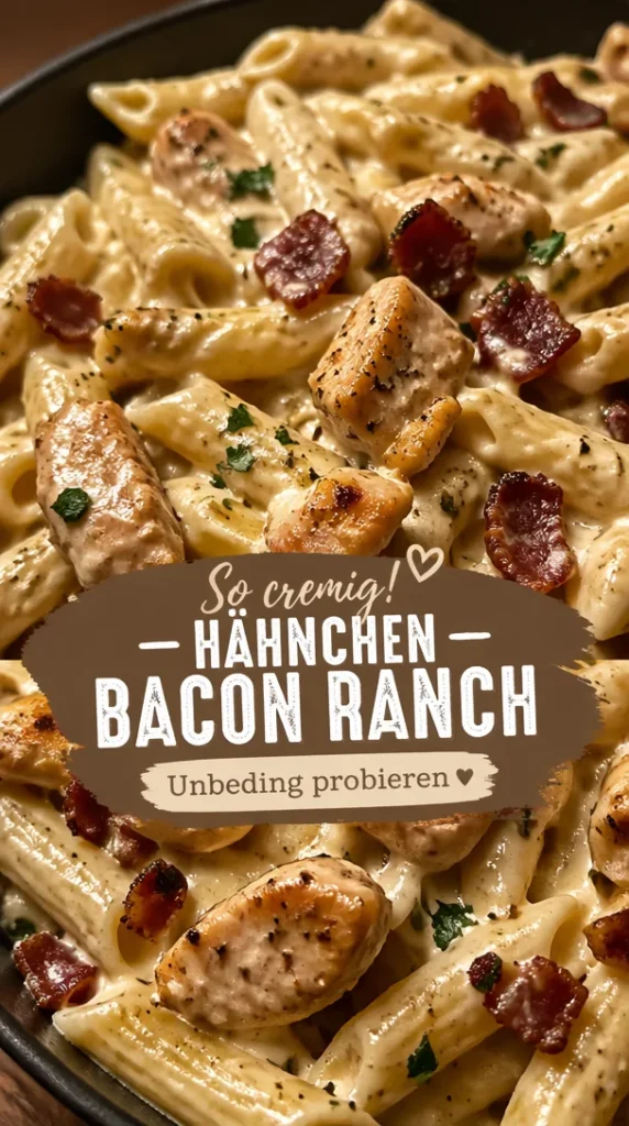 Hühnchen-Bacon-Ranch-Pasta mit frischen Zutaten und cremiger Soße