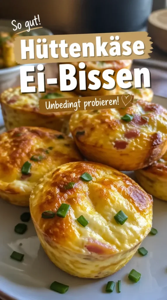 Hüttenkäse-Ei-Bissen auf einem weißen Teller serviert