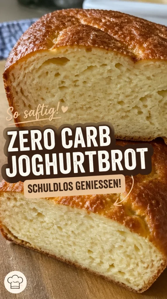 Köstliches Zero Carb Joghurtbrot auf einem Holzbrett serviert.