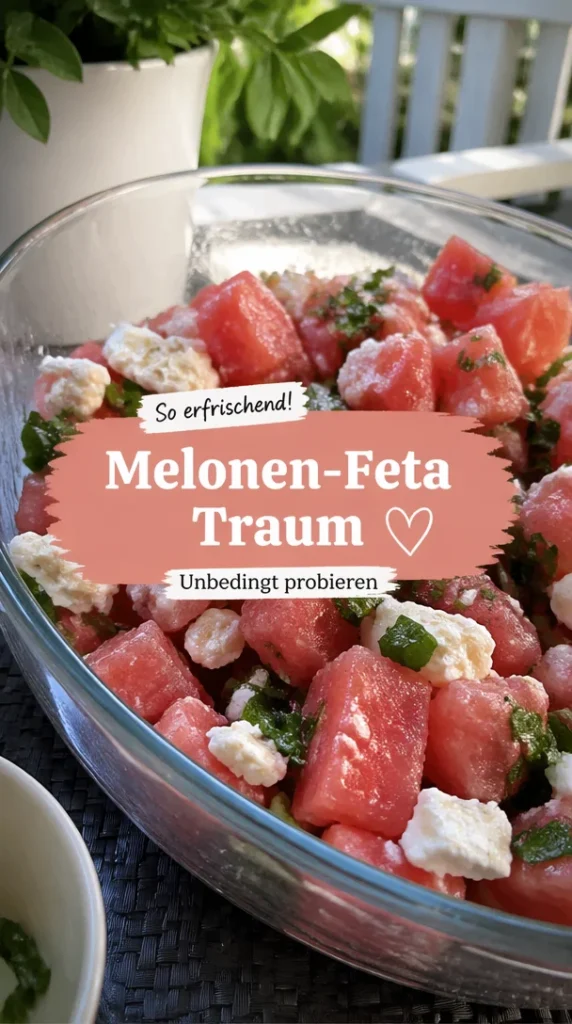 Erfrischender Melonen-Feta-Salat mit frischen Zutaten und einer leckeren Dressing-Variation.