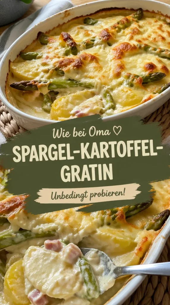 Spargel-Kartoffel-Gratin mit Sahne und Käse überbacken