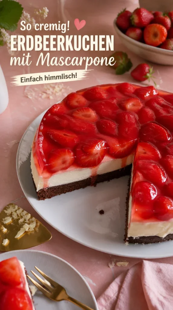 Verführerischer Erdbeerkuchen mit Mascarpone und frischen Erdbeeren