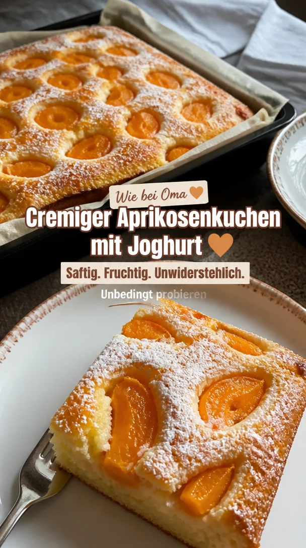 Aprikosenkuchen mit Joghurt, saftig, cremig und unwiderstehlich