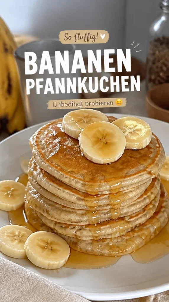 Schmackhafte Banana Pancakes auf einem Teller serviert