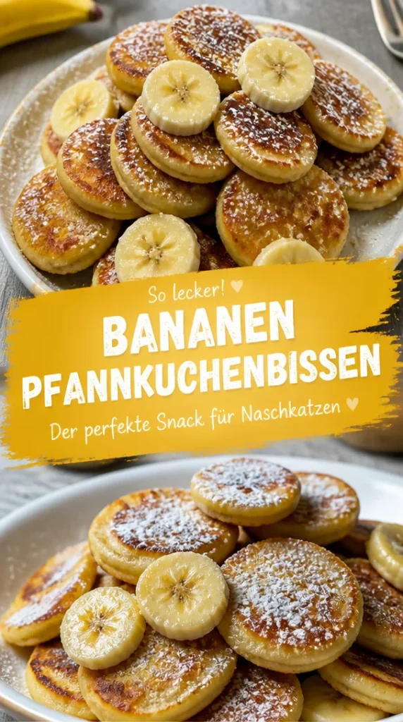 Leckere Bananen-Pfannkuchenbissen auf einem Teller serviert