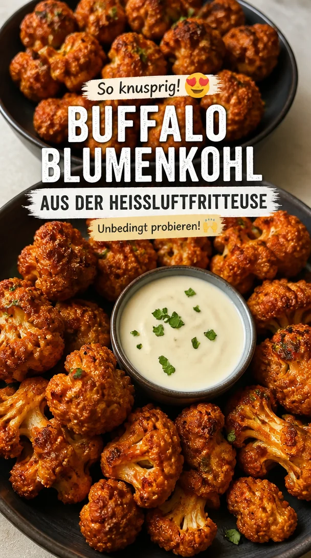 Buffalo-Blumenkohl aus der Hei&szlig;luftfritteuse - knusprig & w&uuml;rzig