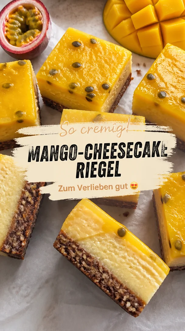Cremige vegane Mango-Cheesecake-Riegel &ndash; einfach unwiderstehlich