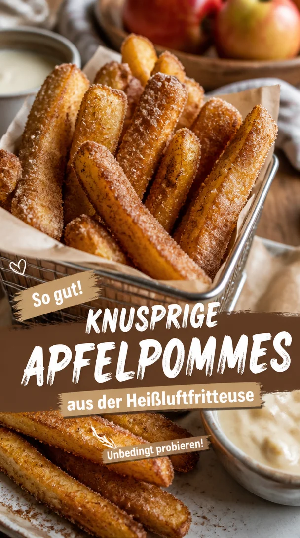 Crispy Air Fryer Apfelpommes mit Zimt-Zucker - knusprig & lecker