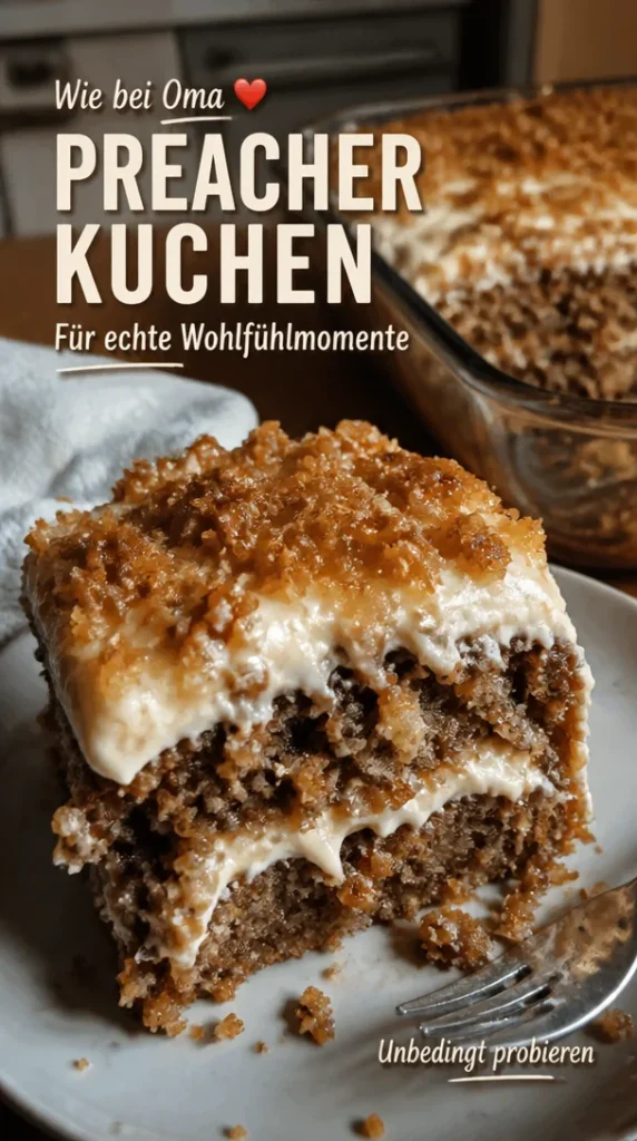 Köstlicher Preacher Cake auf einem Teller serviert, ein Stück Heimat in jedem Bissen.