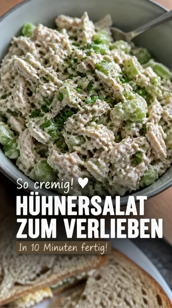 Schneller und cremiger Hühnersalat auf einem Teller serviert