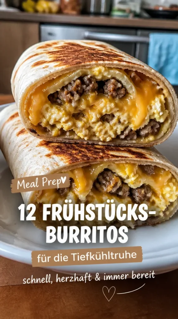 Einfache Tiefkühl-Frühstücks-Burritos, vorbereitet für jede Mahlzeit
