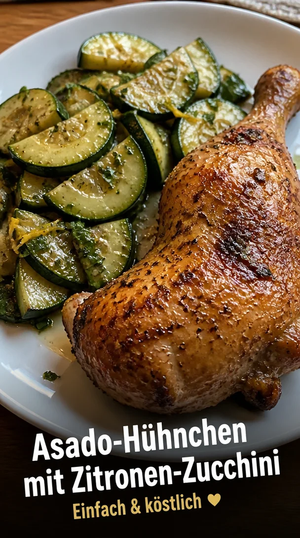 Einfaches Asado-H&uuml;hnchen mit Zitronen-Zucchini-Saut&eacute;e