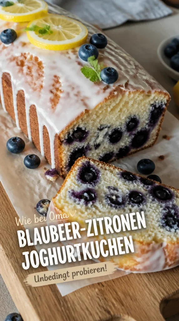Erfrischender Joghurtkuchen mit Blaubeeren und Zitrone in einer eleganten Backform