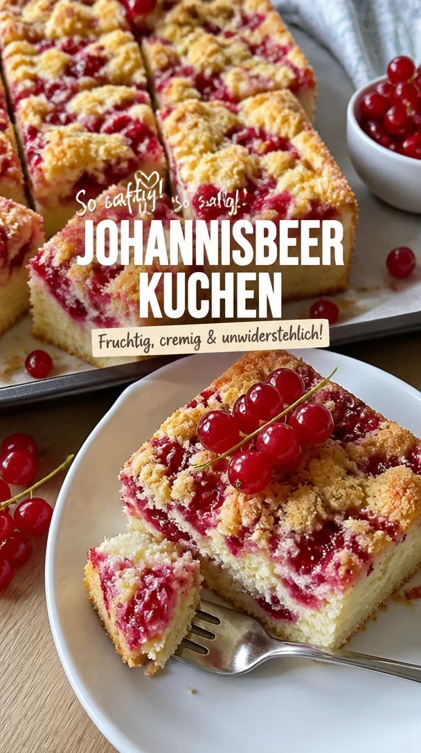 Fruchtiger Obstkuchen mit Johannisbeeren, saftig und lecker