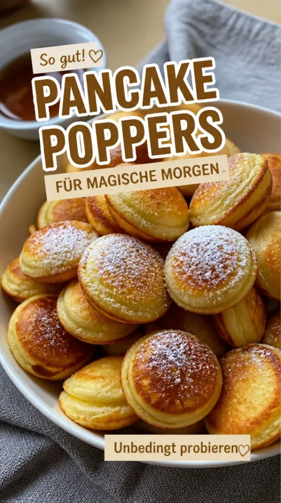 Frühstücks-Pancake-Poppers auf einem Teller, ideal für einen magischen Morgen.