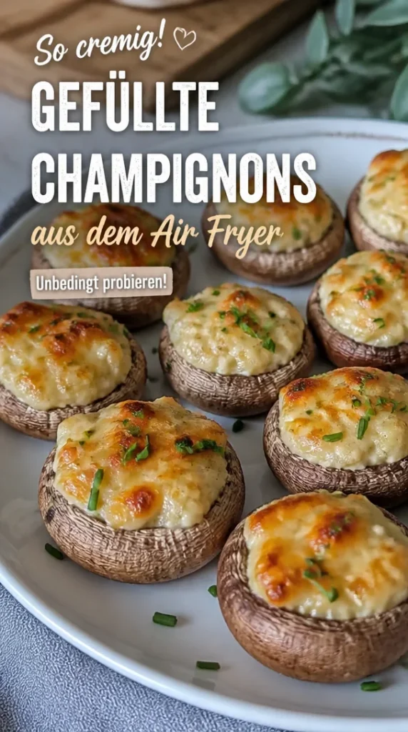 Gefüllte Champignons mit leckeren Zutaten auf einem Teller