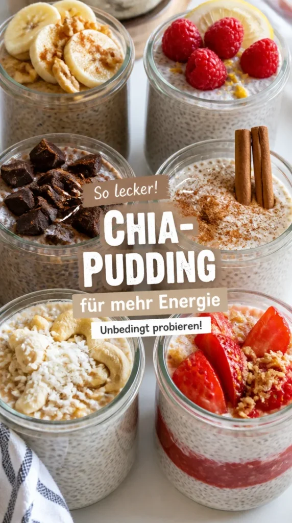 Gesunder Chia-Pudding mit frischen Früchten und Nüssen für mehr Energie