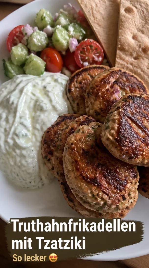 Griechische Truthahnfrikadellen mit Tzatziki