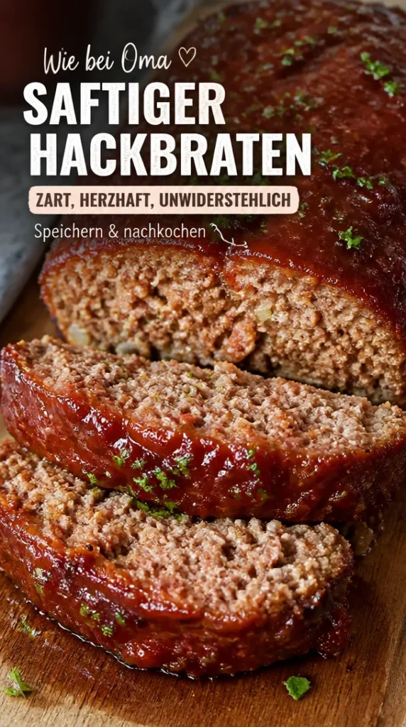 Leckerer Hackbraten auf einem Teller, einfaches Rezept für die Familie