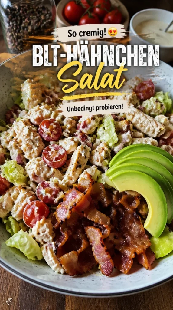 Herzhafter BLT-Hähnchensalat mit Hähnchen, Speck und frischem Gemüse