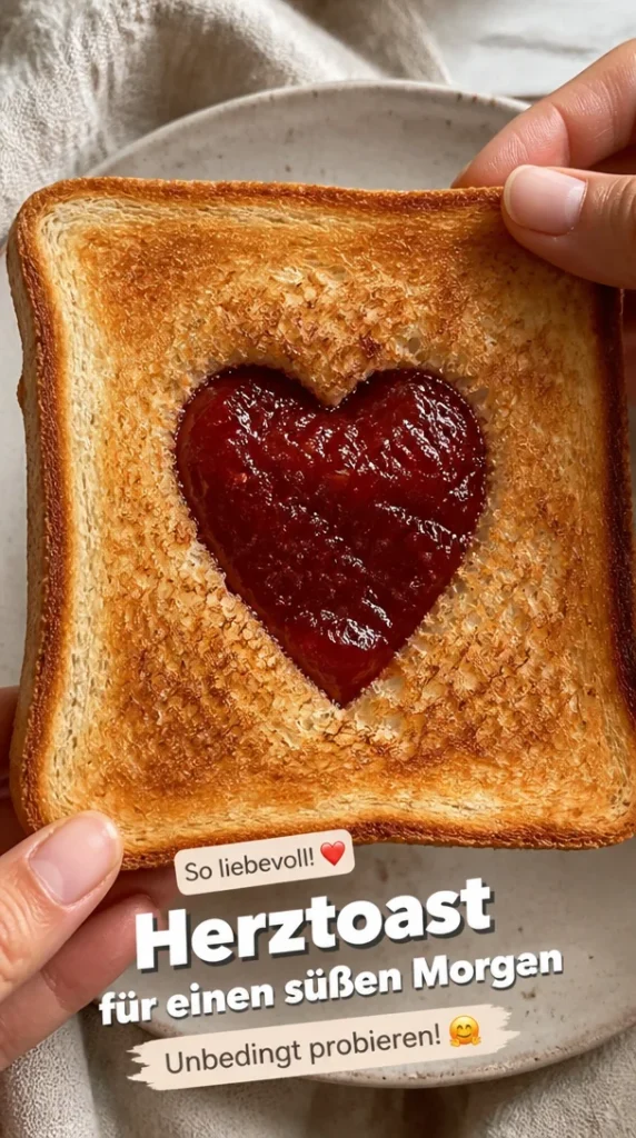 Herztoast mit Marmelade als köstliches Frühstücksrezept