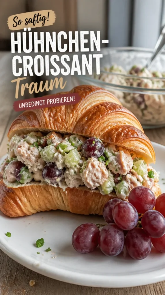 Hühnchensalat-Croissant-Sandwich mit frischen Zutaten und cremigem Dressing