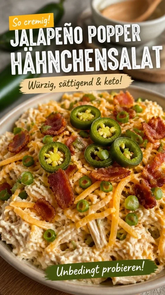 Jalapeño-Popper Hähnchensalat mit cremiger Sauce und scharfen Jalapeños