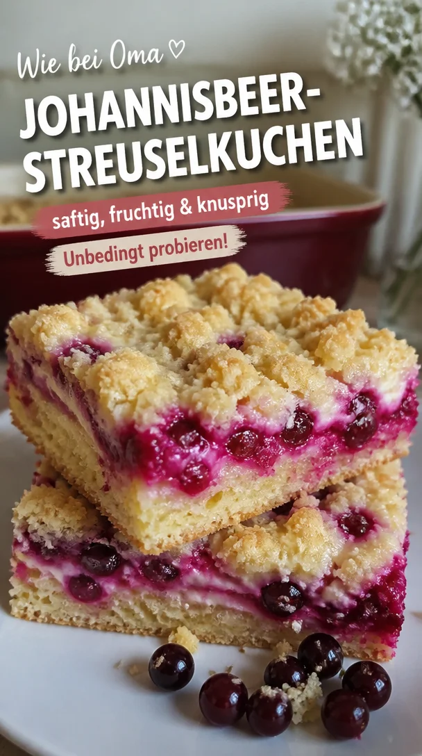 Johannisbeer-Streuselkuchen: Saftige Beeren knusprige Streusel