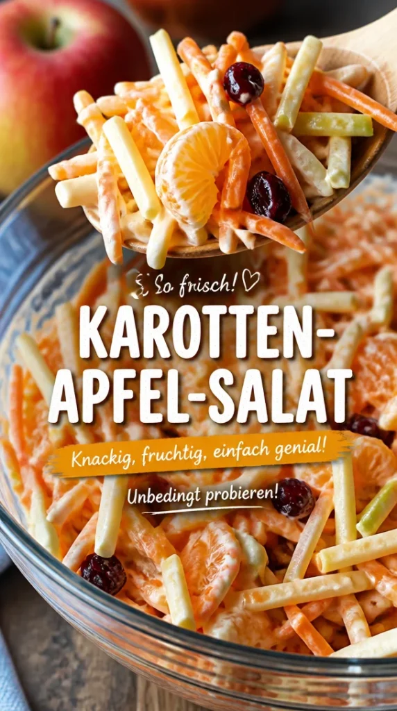 Karotten-Apfel-Salat mit frischen Zutaten in einer Schüssel