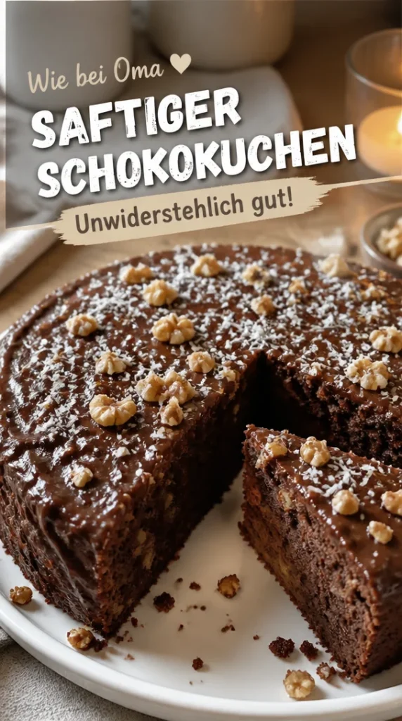 Saftiger klassischer deutscher Schokoladenkuchen auf einem Teller