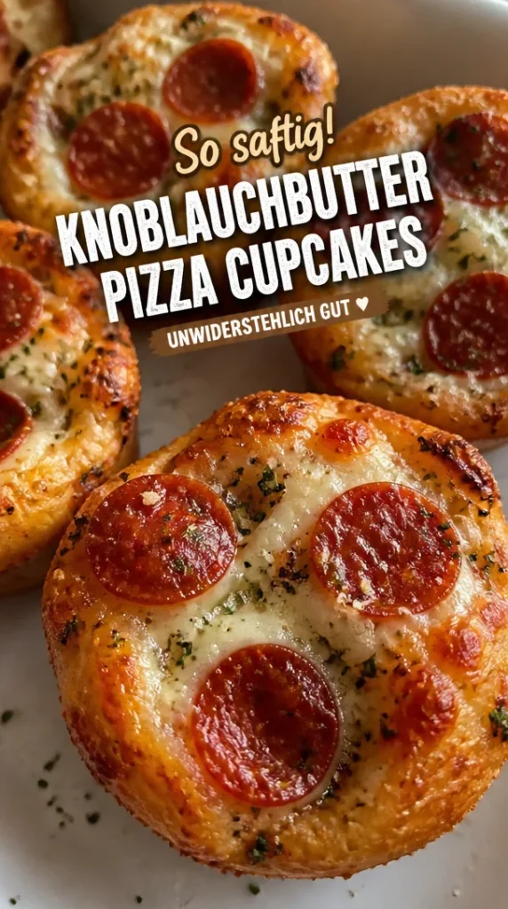 Leckere Knoblauchbutter Pizza Cupcakes frisch aus dem Ofen