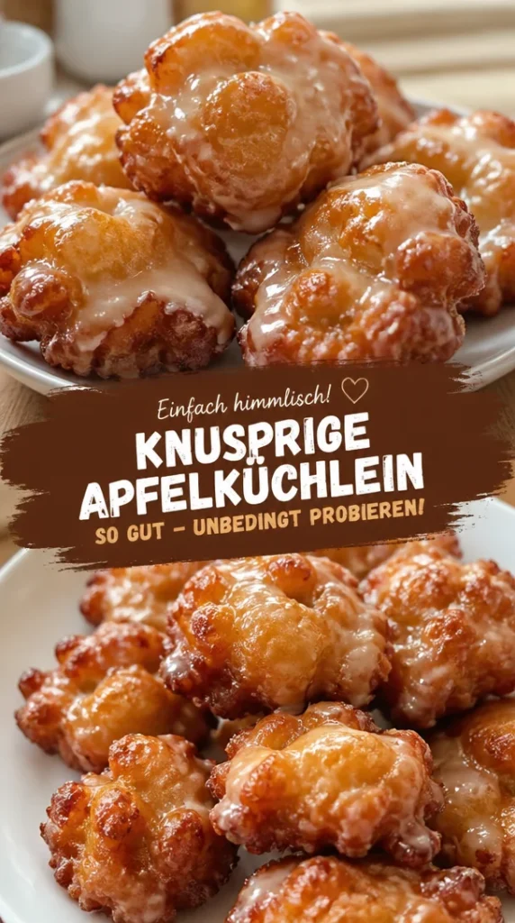 Knusprige Apfelküchlein auf einem Teller, perfekt zum Genießen.