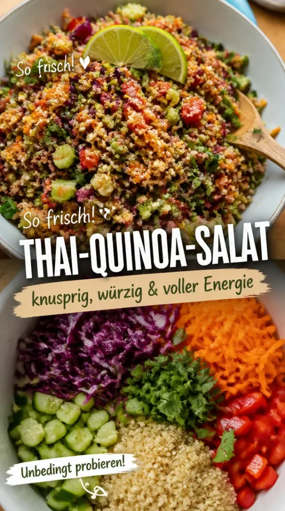 Knuspriger Thai-Quinoa-Salat mit frischen Zutaten und würzigen Aromen