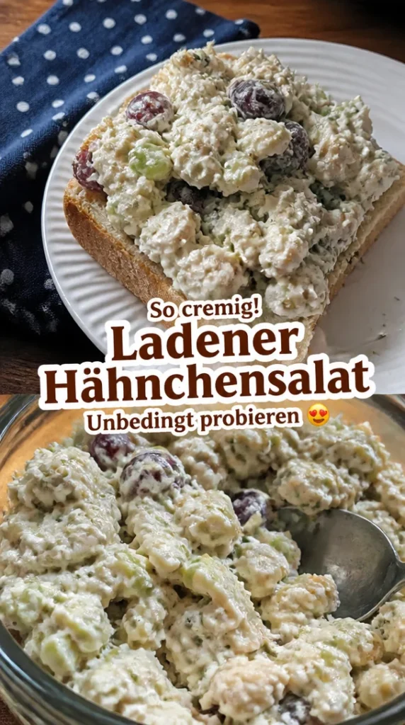 Ladene Hähnchensalat lecker und einfach zubereitet auf einem schöner Teller