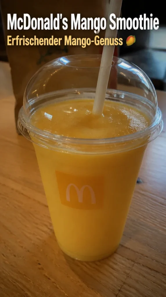 Erfrischender Mango Smoothie von McDonald's im Glas