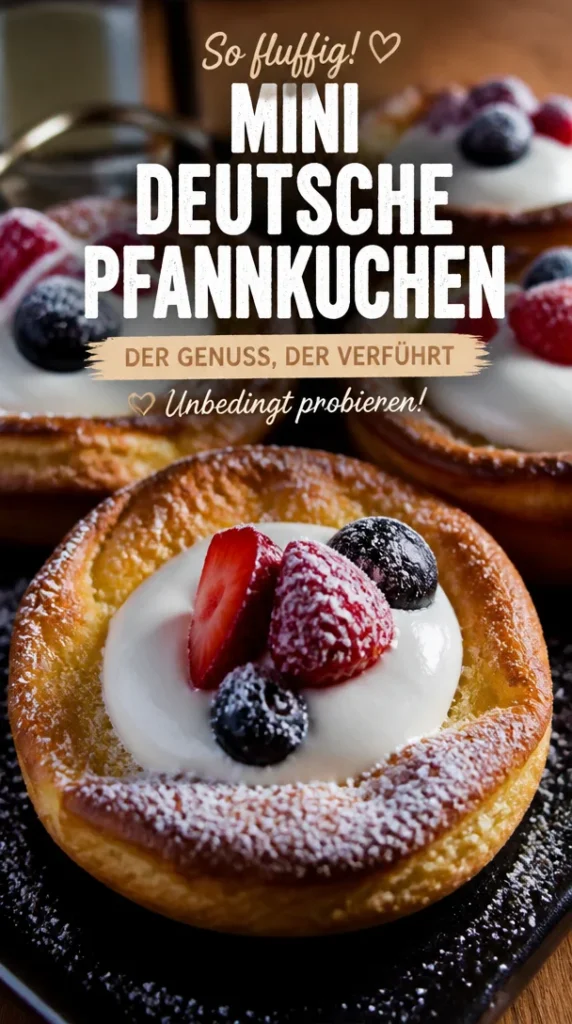 Mini Deutsche Pfannkuchen auf einem Teller serviert, fluffig und köstlich