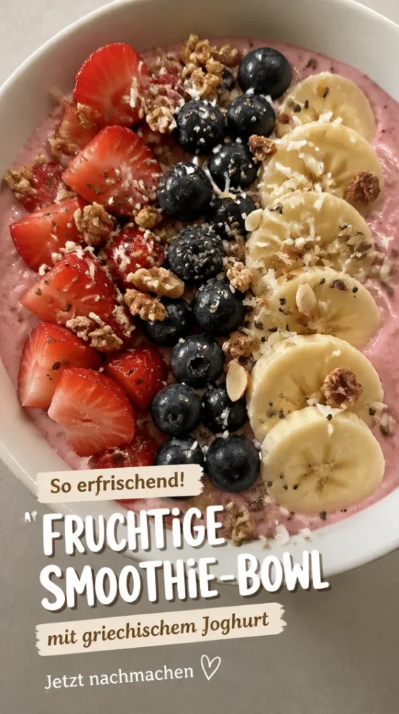 Minuten Obst-Smoothie-Bowl mit griechischem Joghurt und frischen Früchten
