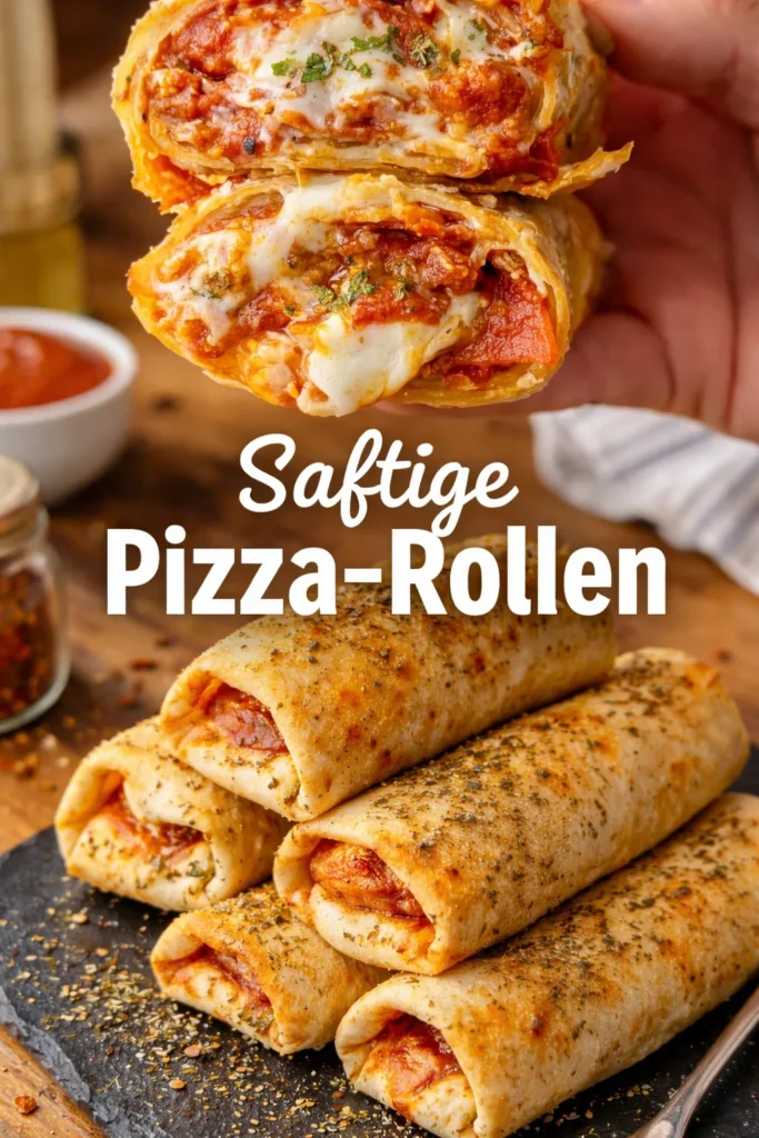 Leckere Protein-Peperoni-Pizza-Rollen auf einem Teller serviert