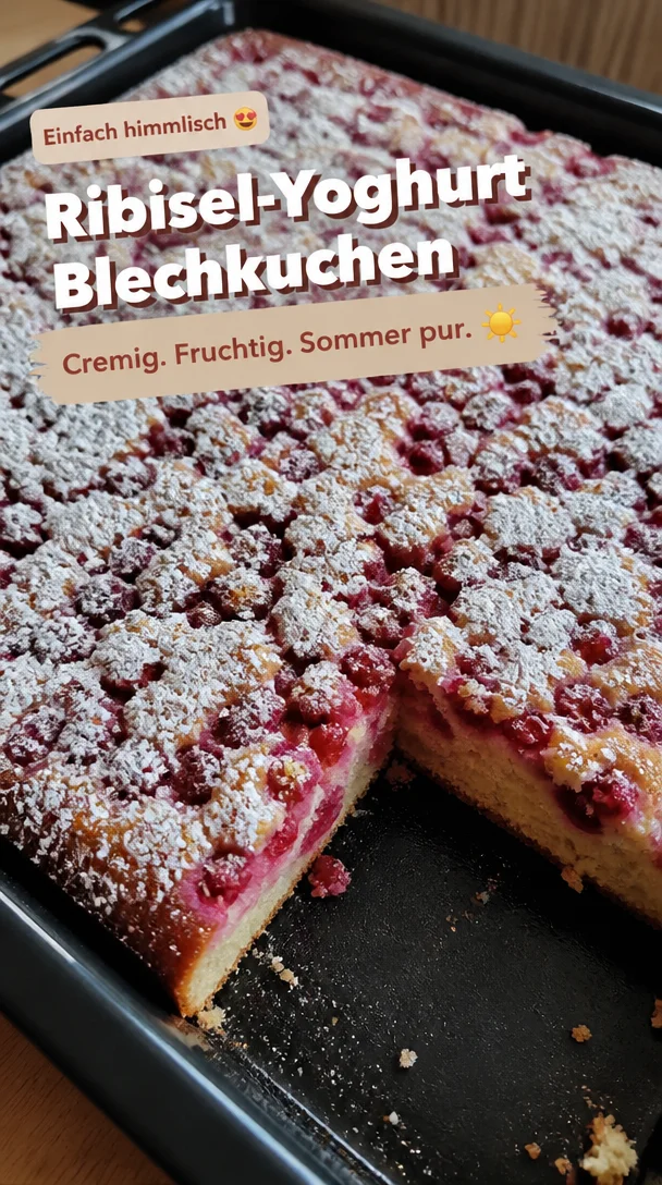 Ribisel-Joghurt-Blechkuchen: Cremig, fruchtig und Sommerhit