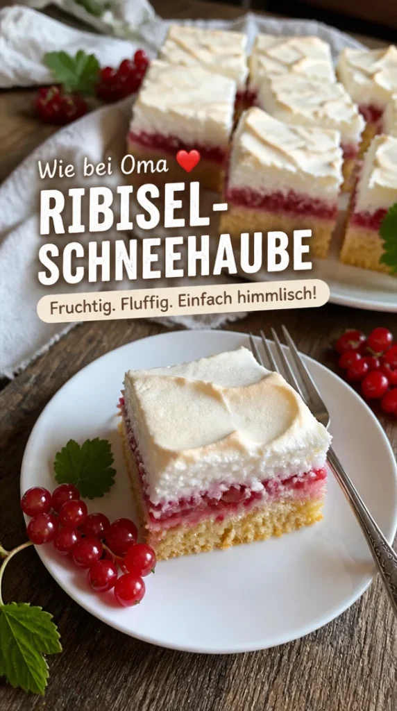 Ribiselkuchen mit Schneehaube - fruchtiger und fluffiger Kuchen mit Ribiseln