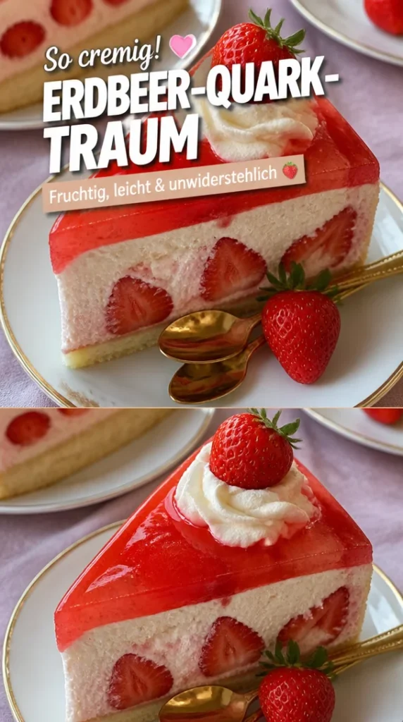 Schnelle und cremige Erdbeer-Quark-Torte mit frischen Erdbeeren