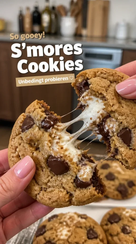 Leckere S’mores Cookies mit Schokolade und Marshmallows
