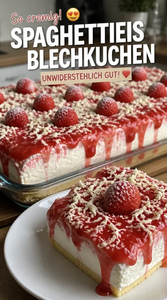 Leckerer Spaghettieis Blechkuchen in einer Tasse serviert