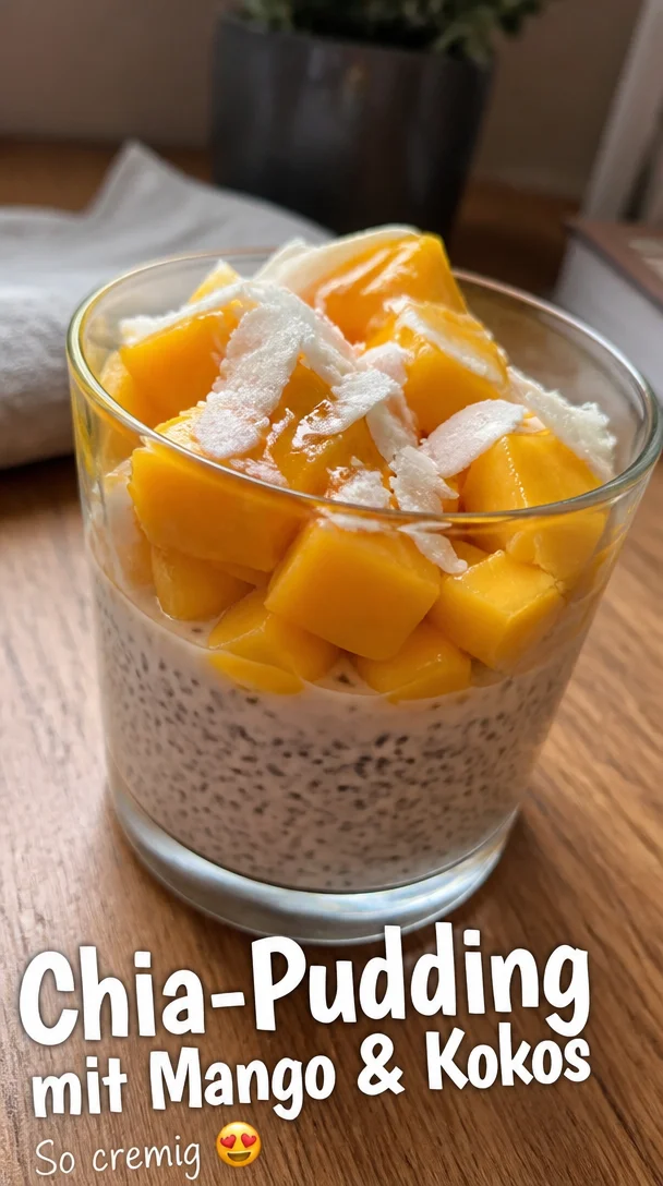 Vegane Chia-Pudding mit Mango und Kokosmilch