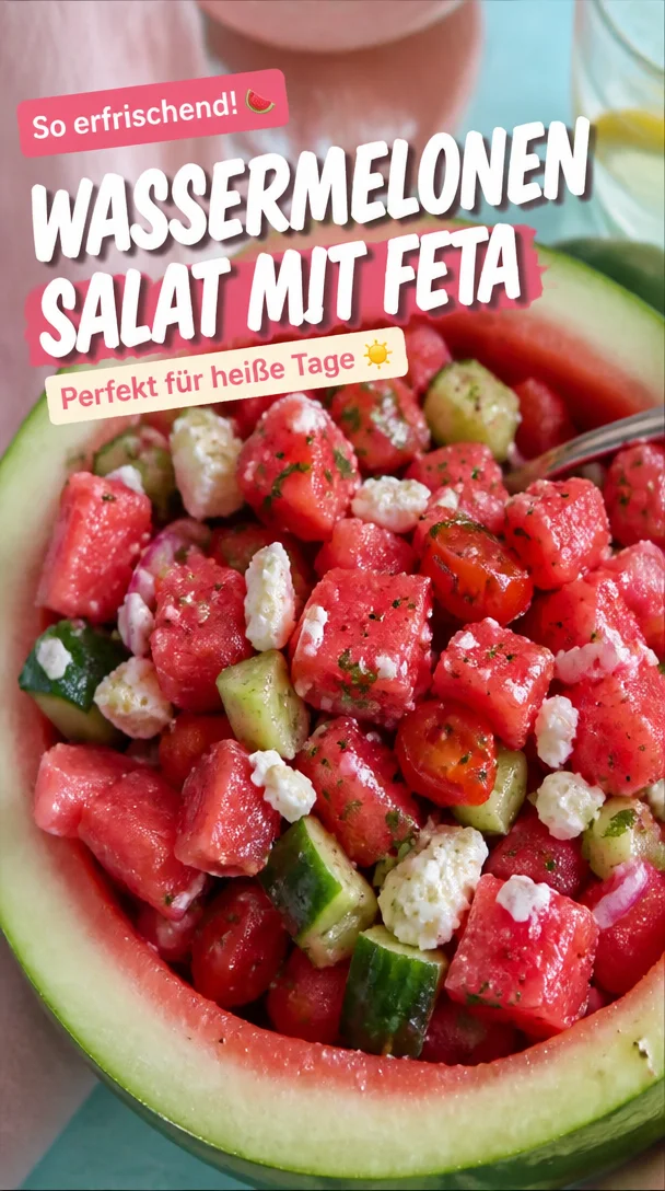 Wassermelonensalat mit Feta - erfrischend und lecker